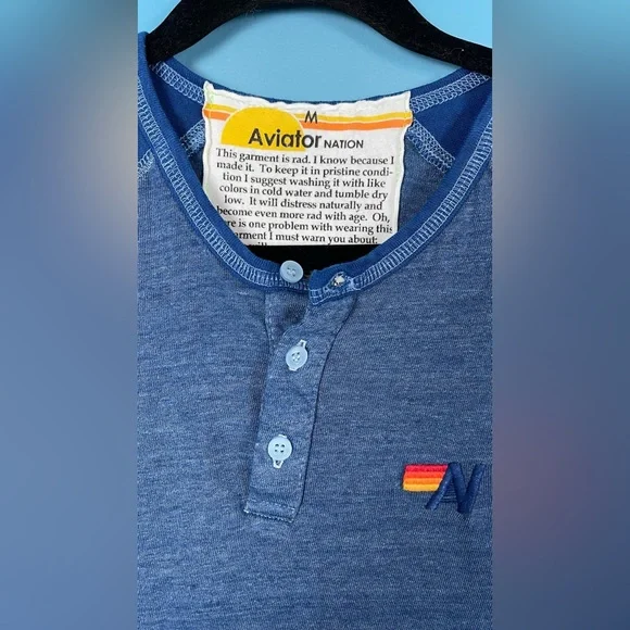 RARE 🌈AVIATOR NATION HENLEY w WILD SPIRIT PRINT ON BACK - Picture 3 of 3